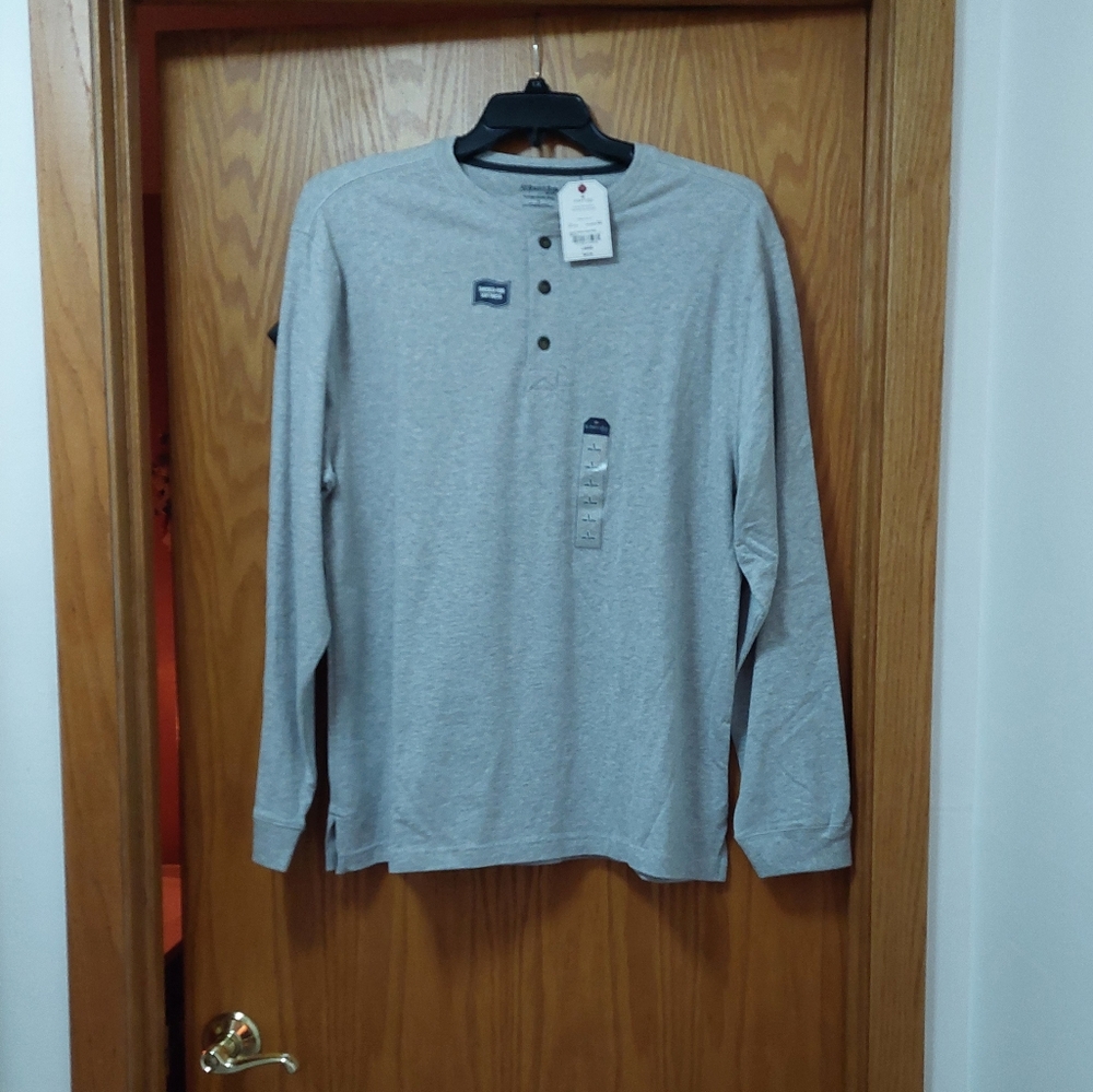 Mens Gray Henley Shirt Size Large NWT